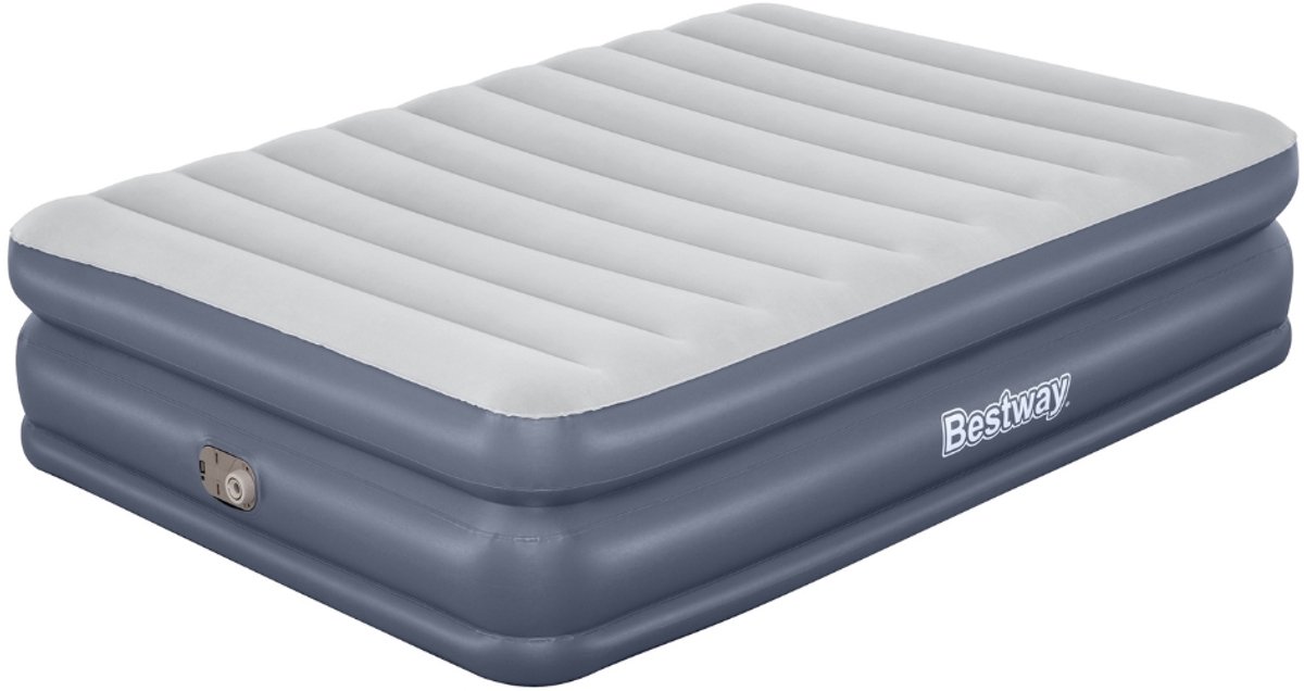 Bestway – Luchtbed – 2-Persoons – 152×203×51 cm – Grijs – Met Ingebouwde Elektrische Pomp – Incl. 3-in-1 Opbergzak - 2-persoons Luchtbed - Luchtbed Met Pomp - Binnen Gebruik - Slaapcomfort - Stabiliteit