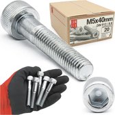 LUN FIX - Vis à tête cylindrique M5x40 mm - 20 pièces - DIN 912 - Filetage complet - Acier galvanisé