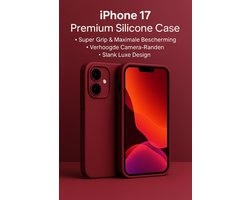 iPhone 17 Premium Silicone Hoesje – Shockproof Case met Super Grip – Verhoogde Camera-Randen – Slank en Luxe Bescherming