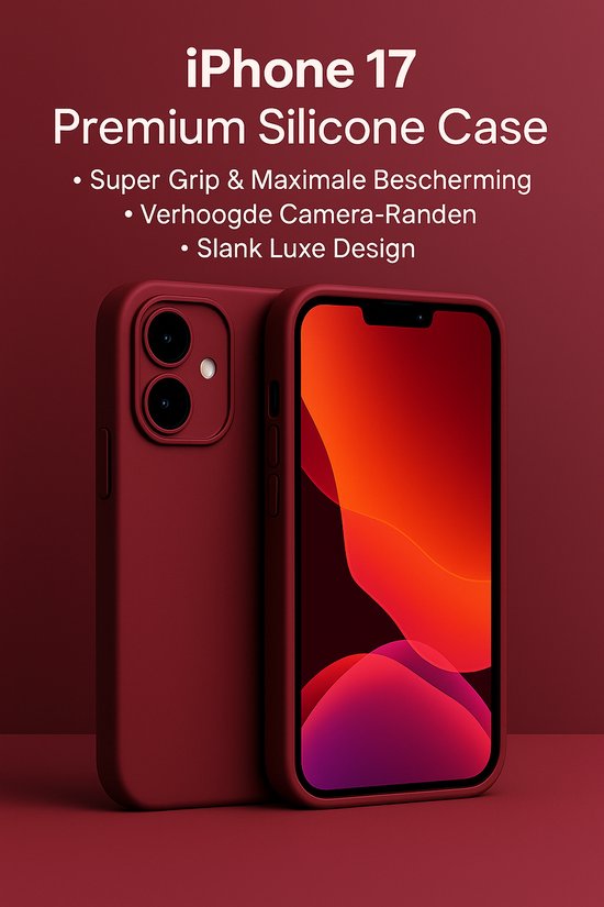 iPhone 17 Premium Silicone Hoesje – Shockproof Case met Super Grip – Verhoogde Camera-Randen – Slank en Luxe Bescherming