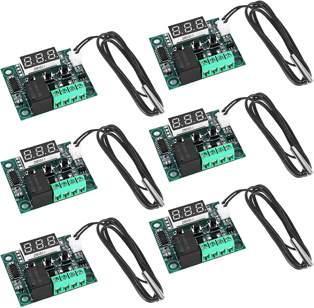 6x Digitale LED Thermostaat Module DC 12V Temperatuurregelaar -50 tot 110°C met Waterdicht