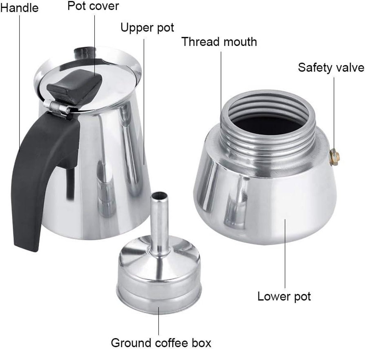 Roestvrijstalen koffiepot voor thuis, camping en reizen - 100ml - Espresso Maker Mokka Pot - Draagbaar