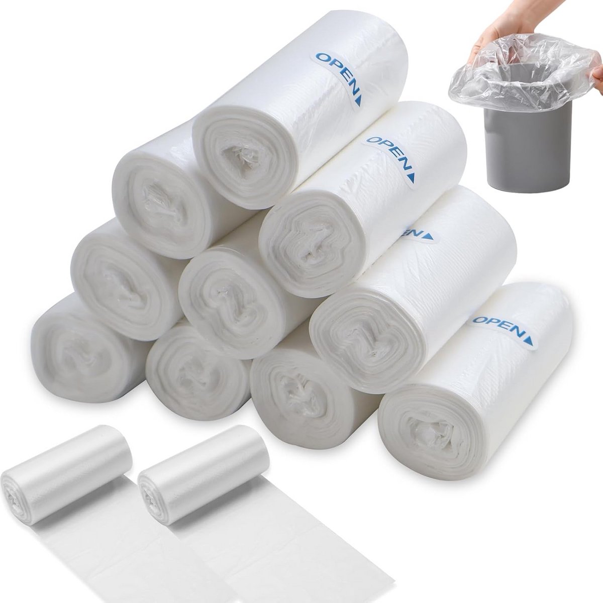 3 Liter Mini Vuilniszakken 180 of 360 Stuks - Kleine Afvalzakken voor Badkamer, Kantoor en Tafel