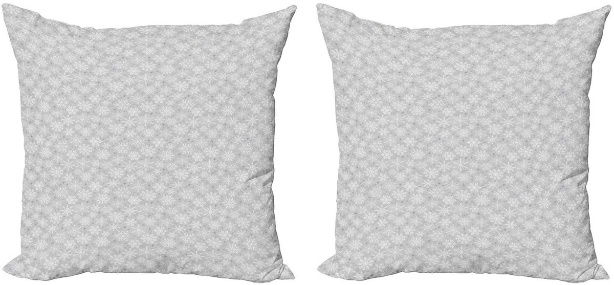 ABAKUHAUS Kerst Kussenhoes Set 2x40x40 cm – Dubbelsidig Digitaldruk – Grijs/Wit Grijs wit