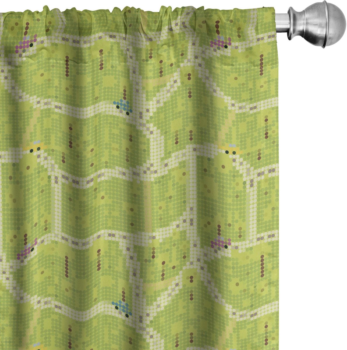 ABAKUHAUS Geometrische Voorhangen – 2x75x175 cm – Geel en Appelgroen Mikrofaser Geel Groen Apfelgroen