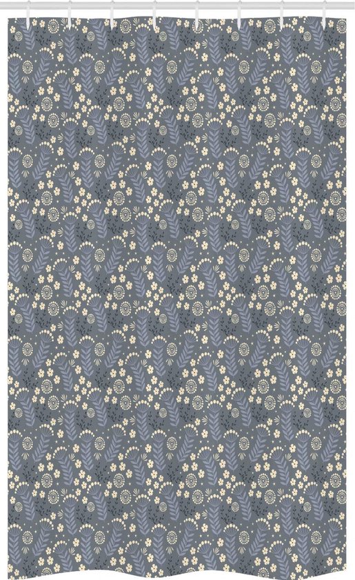 Rideau de douche ABAKUHAUS Fleurs – Salle de bain – 120x180 cm – Gris Bleu