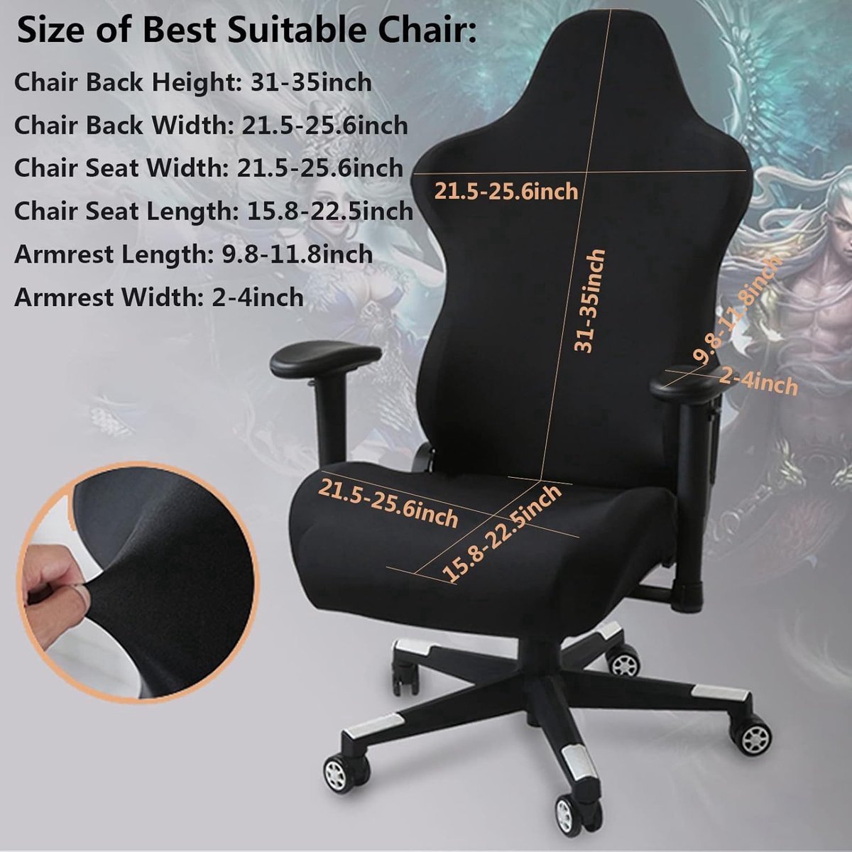 Stunq® Gaming stoel cover - gamingsthuhl 4 stuks bureaustoel met armleuningen / stoel rug bekleding / stoelbekleding bureaustoel, voor computerstoelen / dx racing/pc stoelbekleding stoel-geen stoel,