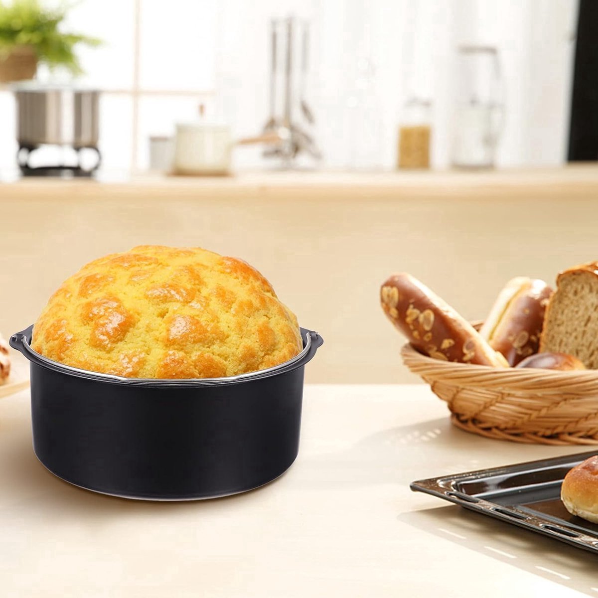 Stunq® 2 stuks Airfryeraccessoires Cakevorm Bakvorm 17,3 x 7 cm Pizzavorm Cakevormen Heteluchtfriteuse 3. 5-5. 8QT Airfryer Vervanging voor Taarten Pizza Wafels Eieren Vlees Groenten