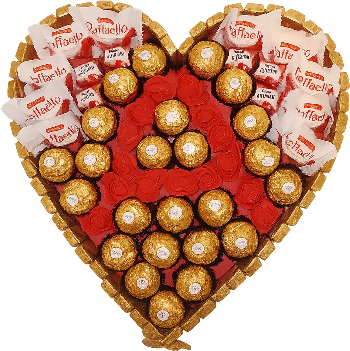 Luxe Hartvormige Ferrero & Raffaello Cadeau met Rozenletter