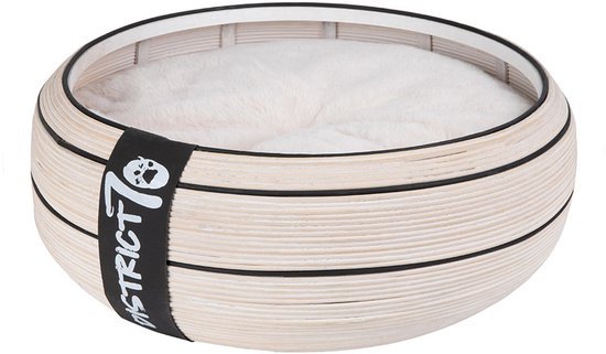 District 70 TIMBER – Comfortabele Ronde hondenmand - Inclusief Superzacht Kussen - Hoge kwaliteit Bamboe - Maat S/M/L - Small