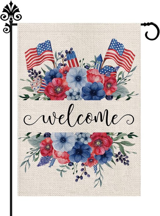 Bloemen en Kolibrie Seizoensgebonden Tuin Vlag 12 × 18