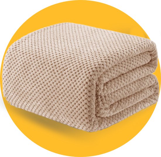 Pasper Fleece deken 150 x 200 cm - Bruin - 230 GSM - Wafelstructuur voor extra warmte - Zachte plaid voor bank, bed en decoratie