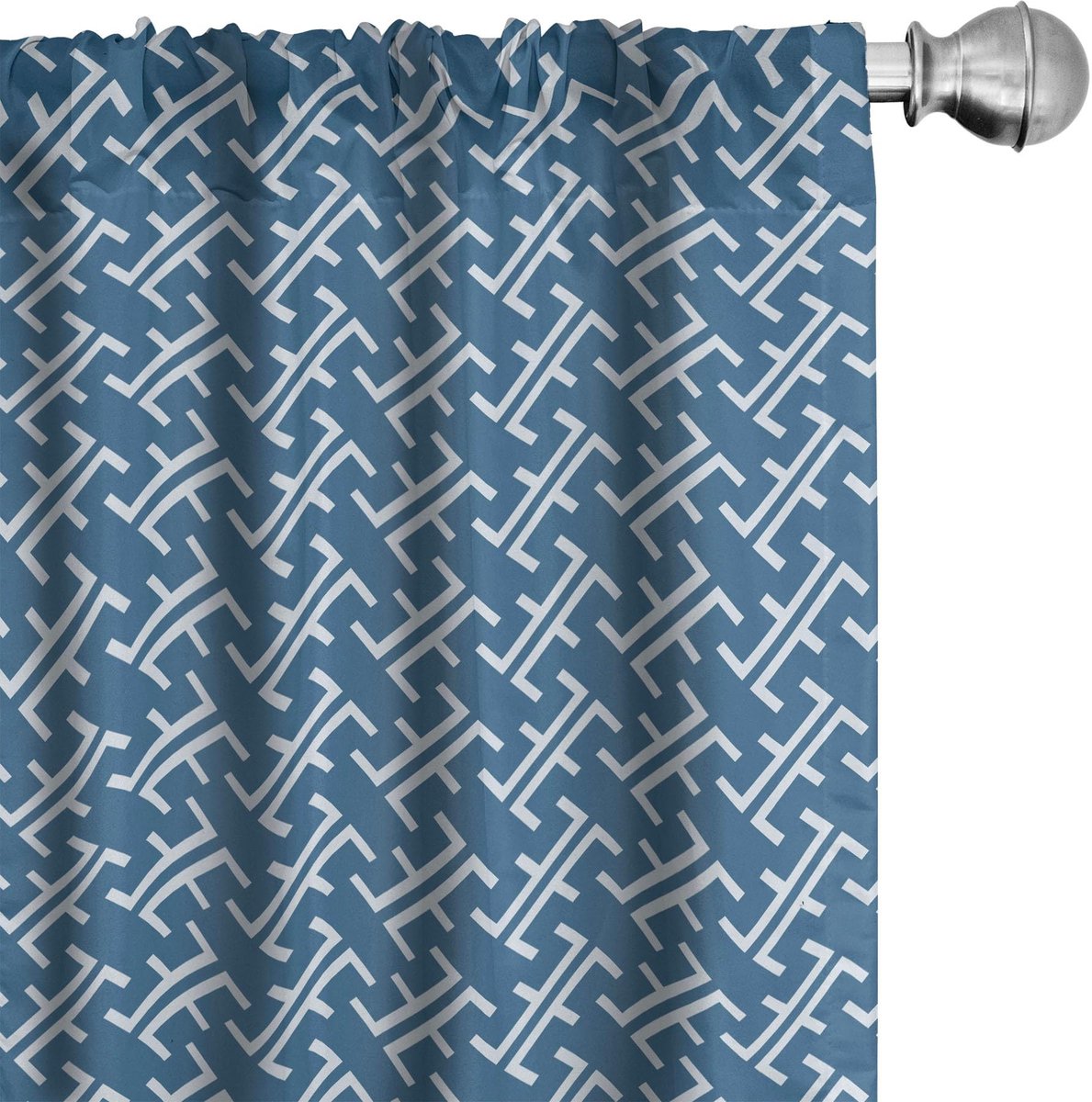 ABAKUHAUS Oceaan-geïnspireerde gordijnen 2x75x225 cm – blauw-wit, microfaser Blauw Wit