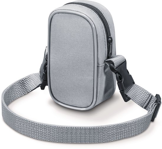 Grijze draagtas met rits en draagband voor de Beurer inhalator.