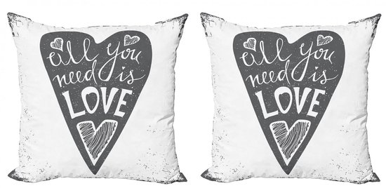 ABAKUHAUS Housses de Coussin Set – 2x 60x60 cm – Imprimé recto-verso – Gris & Wit