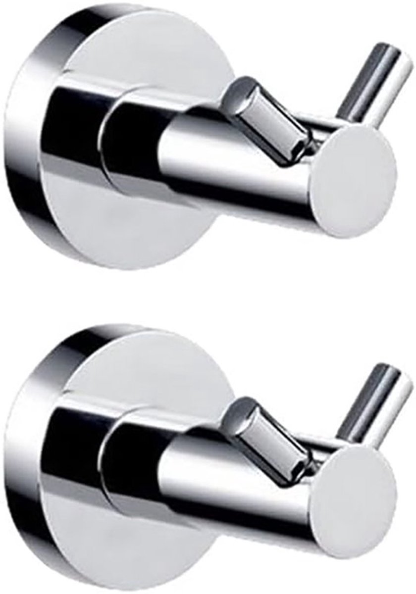 2 stuks Handdoekhaakjes - Ophanghaak - RVS - Boren/Zelfklevend - Met accessoires - 5*5.5 c