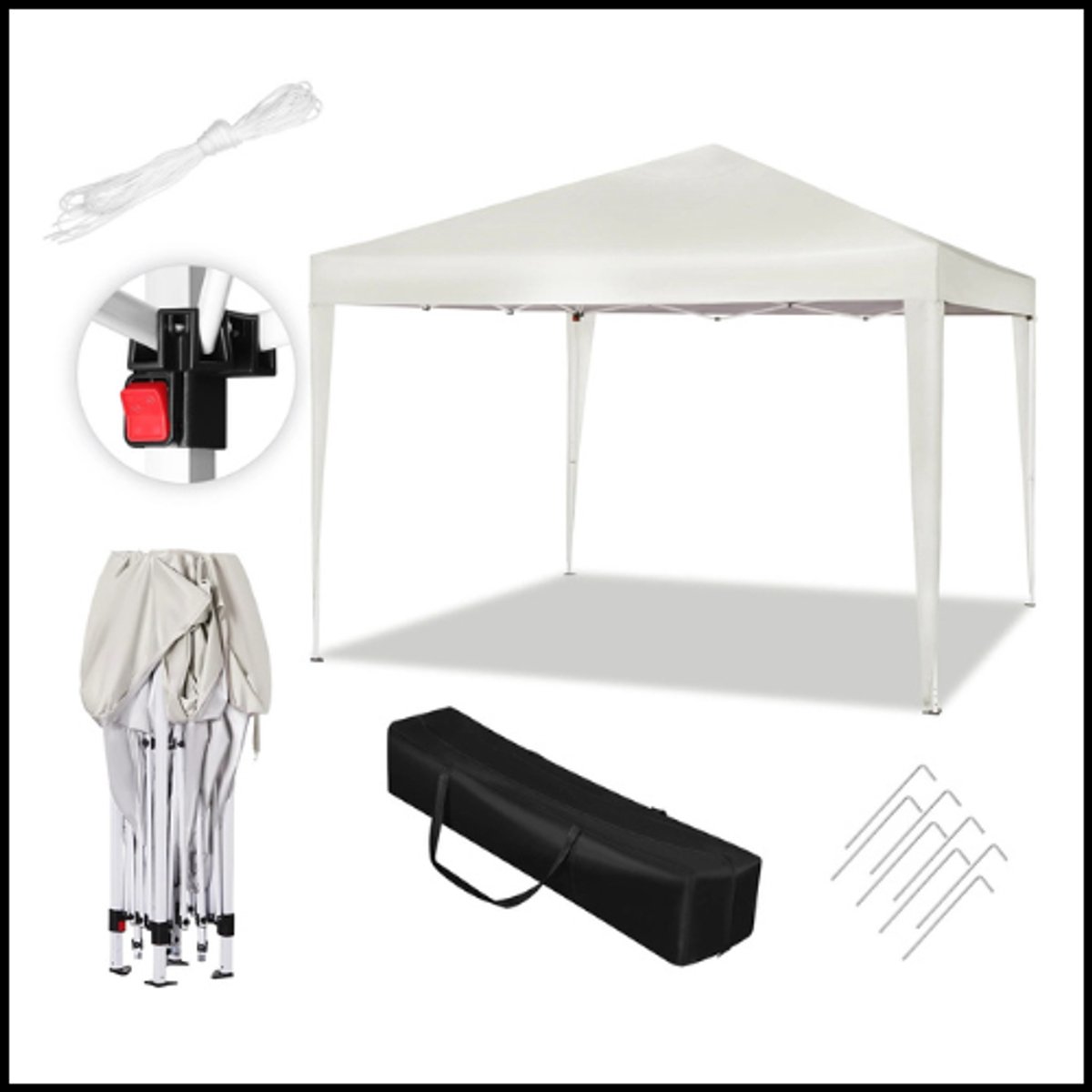 Pop-up paviljoen 3x3m – Partytent en tuinpaviljoen – Waterdicht – UV-bescherming – Verstelbare hoogte – Stabiel metalen frame – Eenvoudige opbouw – Lichtgeel