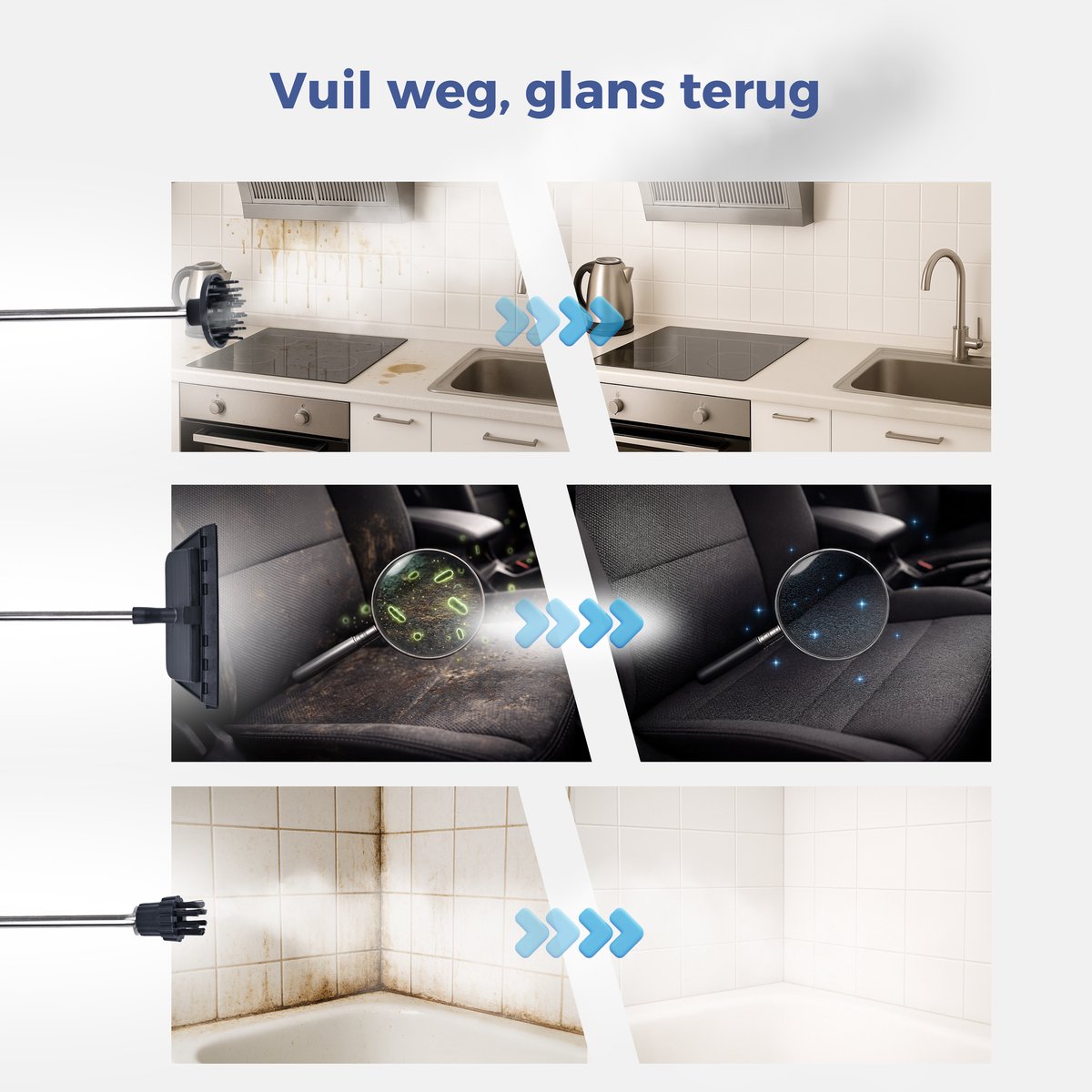 JONUVA krachtige Stoomreiniger tegen vet en bacteriën. Voor keuken, badkamer, vloeren, meubels & auto – vlekkenreiniger - kledingstomer - kleine handstoomreiniger - milieuvriendelijk stomen - stoomreiniger bank en kleding thumbnail 5