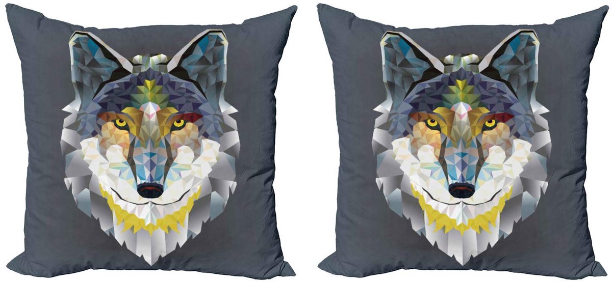 ABAKUHAUS Zoo kussenhoes set – 2x45x45 cm – dubbelzijdig – multicolor Dunkelgrau