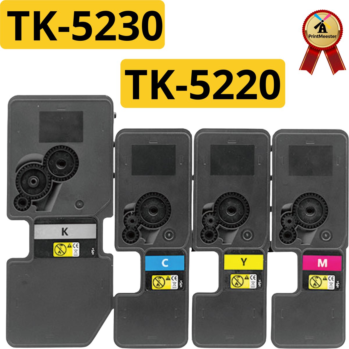 4-pack Compatibele Kyocera TK-5220 / TK-5230 Toner – Kleurenset (Zwart, Cyaan, Magenta, Geel) – Geschikt voor ECOSYS M5521 / P5021 – 2600/2200 pagina’s