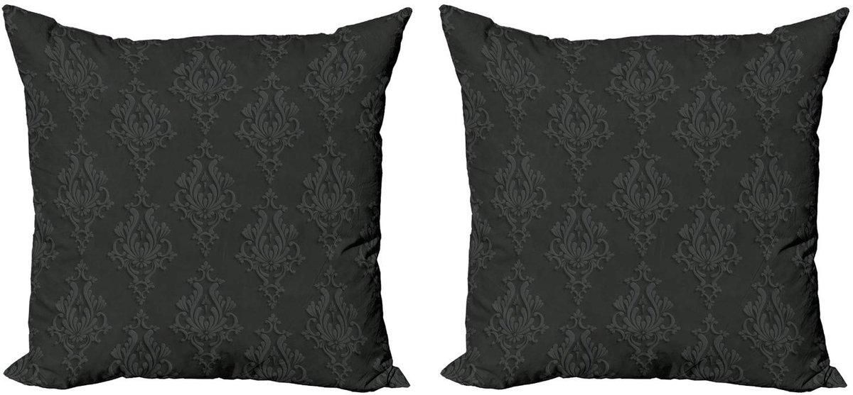 ABAKUHAUS Kussenhoes Set 45x45 cm – Tweezijdig bedrukt – Microvezel Antraciet Antraciet grijs