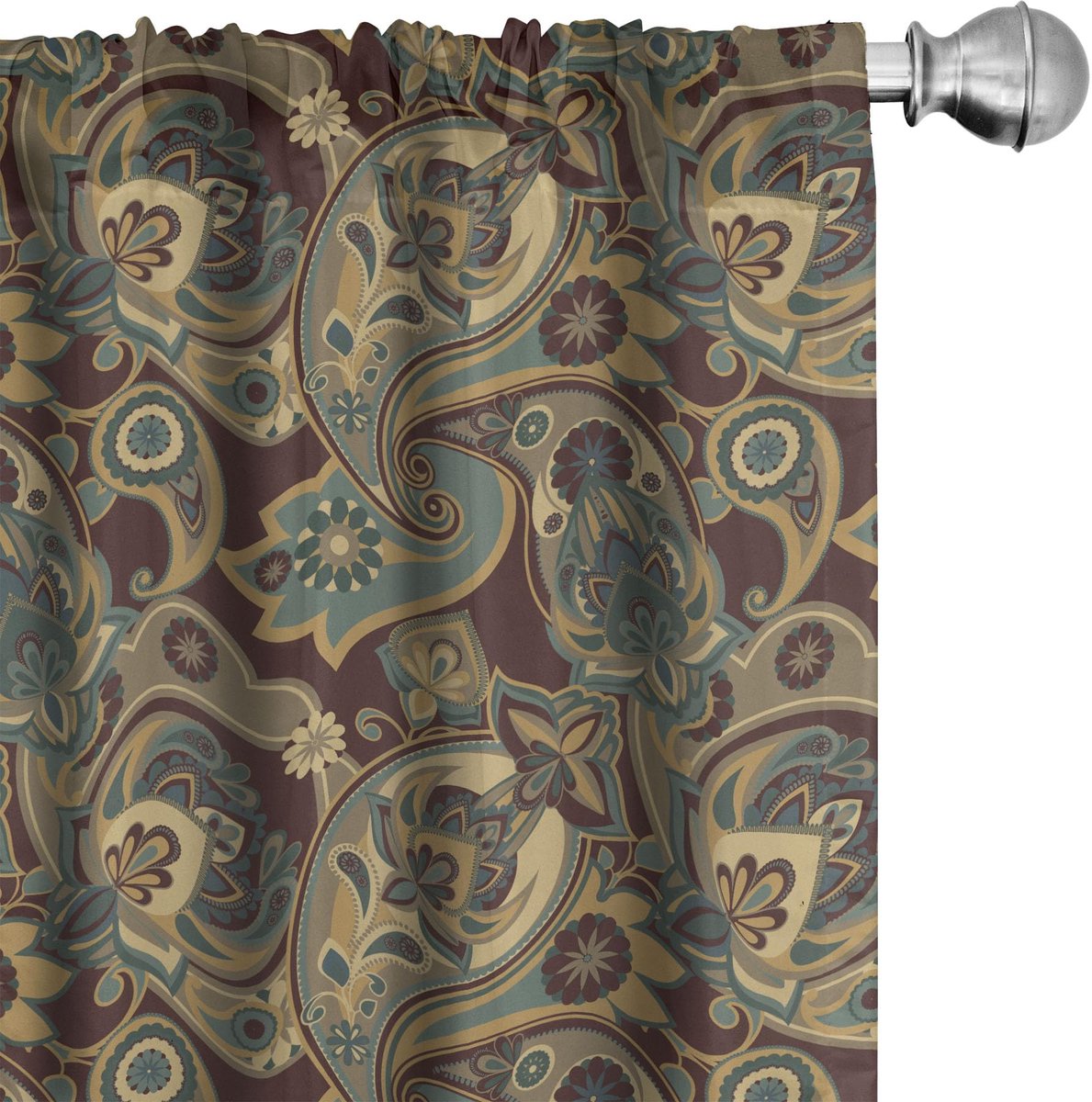 ABAKUHAUS Paisley Panelen – 2-delig set – 150x175 cm – sandbruin Zandbruin Chocolade