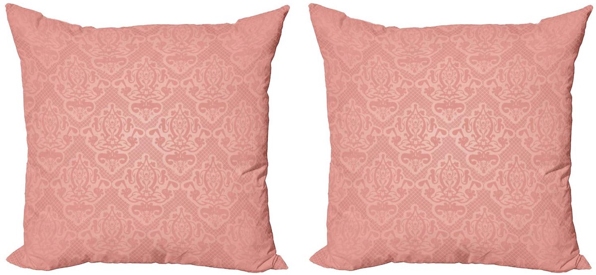 ABAKUHAUS Perzik Kussensloop Set – 2x 45x45 cm – Ombre Kant – Mikrofaser Koralle