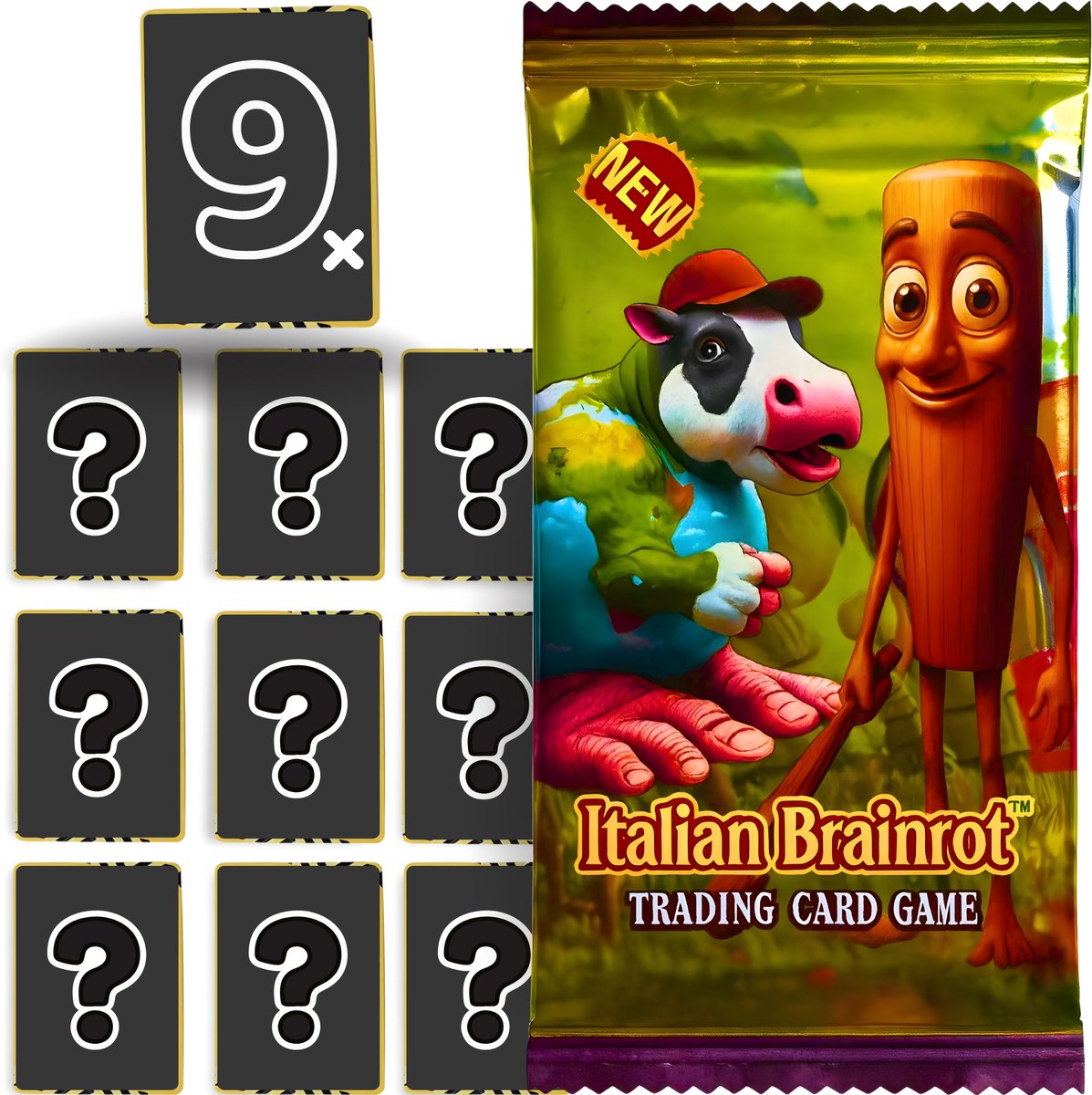 Italian Brainrot™ Trading Cards Booster Pack - Brainrot Verzamelkaarten - Tung Tung Tung Sahur - Tralalero Tralala - Speelkaarten - Italian Brainrot - Playing Cards