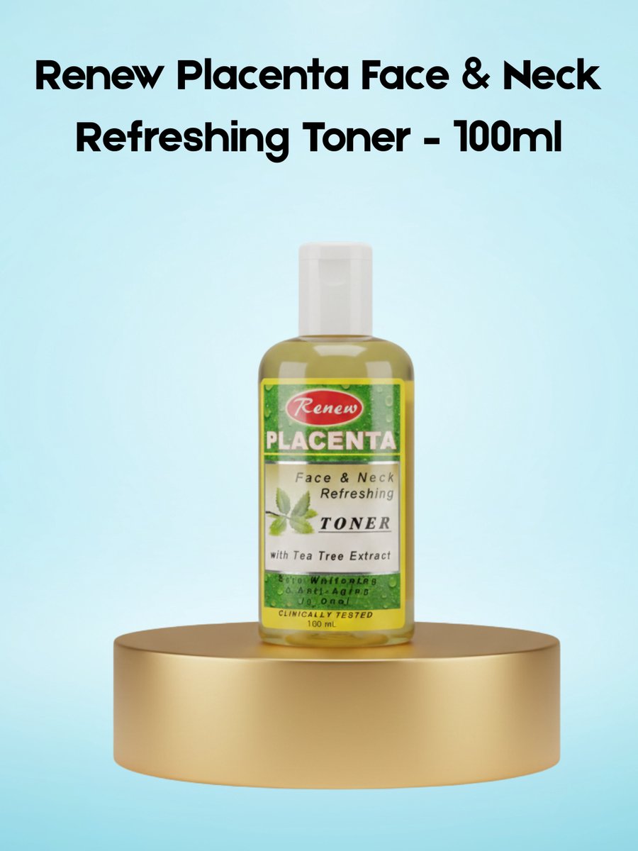 Renew Placenta Face & Neck Refreshing Toner – 100 ml – Verfrissende & Hydraterende Toner voor Gezicht & Hals – Verbetert Elasticiteit, Egaliseert Huidtint & Bereidt de Huid Voor op Hydratatie – Voor een Stralende, Soepele & Gezonde Huid