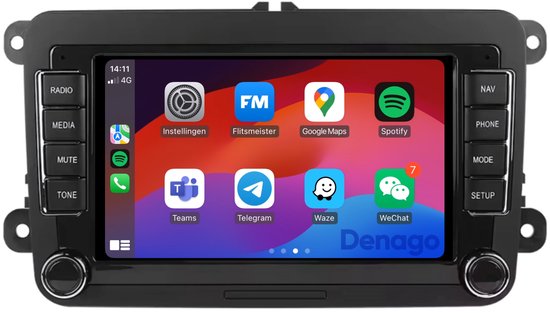 Carplay autoradio geschikt voor Volkswagen | Transporter T6 | Multivan | 2015 t/m 2019 | Android 13 | Apple Carplay & Android auto | 4GB + 64GB | Denago | 2025 model | 2015 2016 2017 2018 2019 | Bluetooth & Wifi