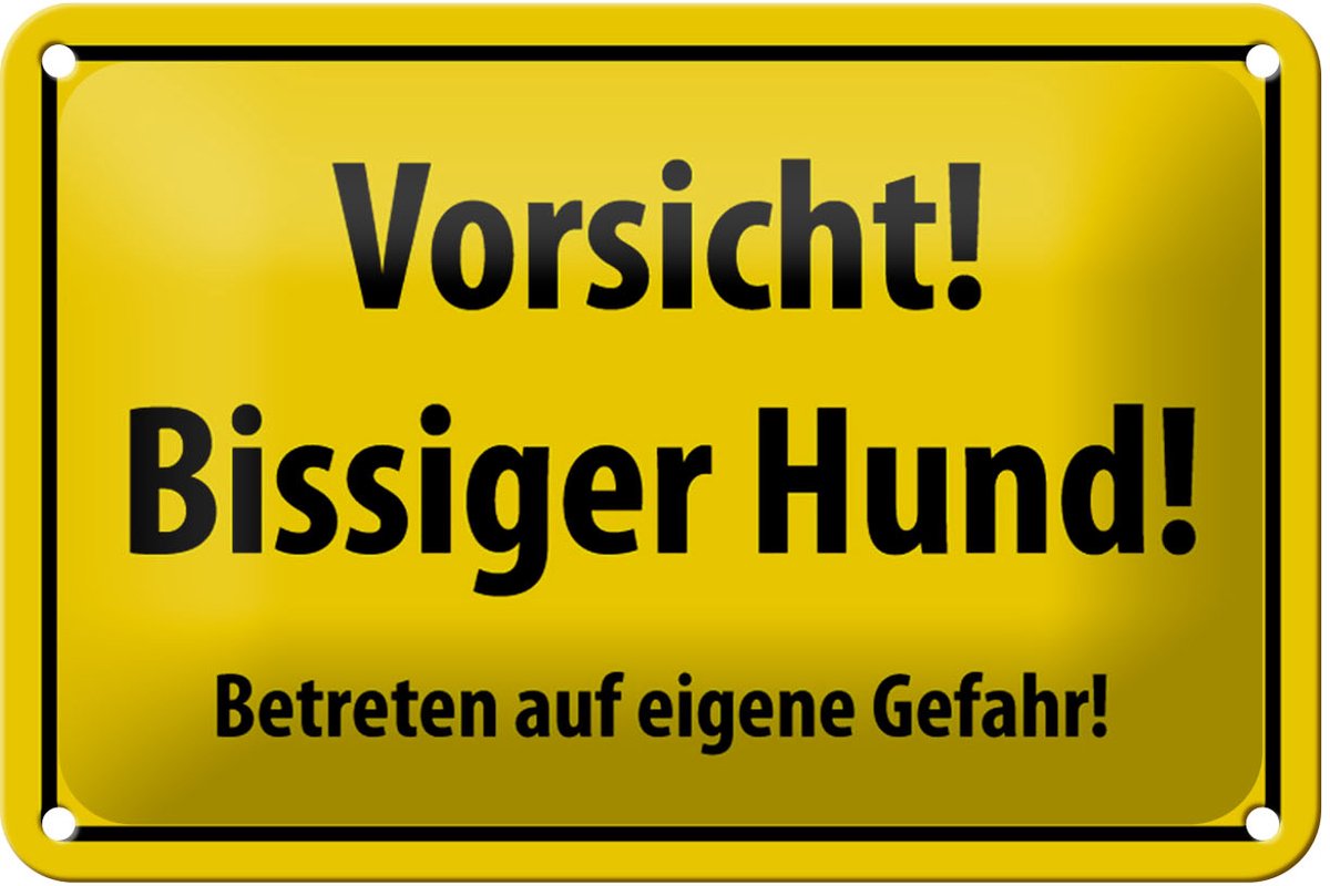 Blechschild Warnschild 18x12cm Vorsicht bissiger Hund