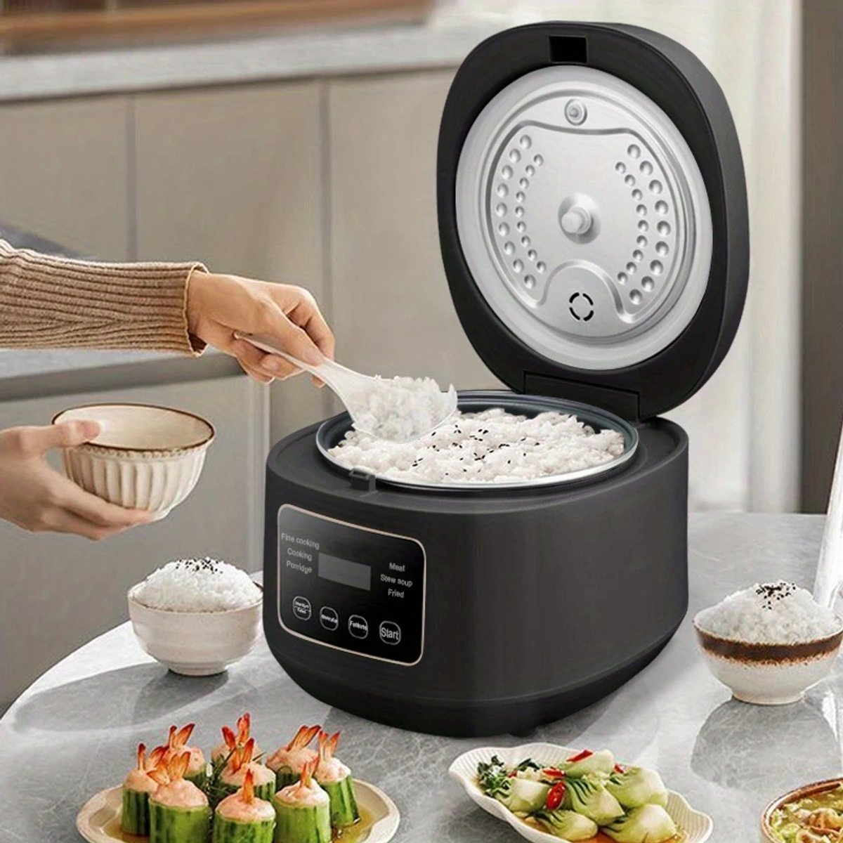 CYRO - Rijstkoker - Rijstkokers - Rijst Koker - Multicooker - 3L Capaciteit - met 8 Programma's - Snelkookpan - 220V - Zwart – foto 5