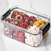 CERISIAANN Snackschaal met deksel, afneembare snackborden, snackbox, organizer, rechthoekig, snackschalen, snackbox met 8 vakken voor kruidenopslagcontainers, snoep, veganistisch, koekjes, noten
