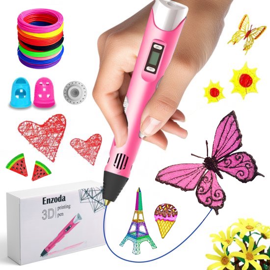 Enzoda 3D Pen - 3D Pen Starterspakket Roze & Blauw - 3D Pennen Tekenset - Educatief Speelgoed voor Kinderen & Volwassenen - NL Handleiding - Met Vullingen en Meer - 2025 Model