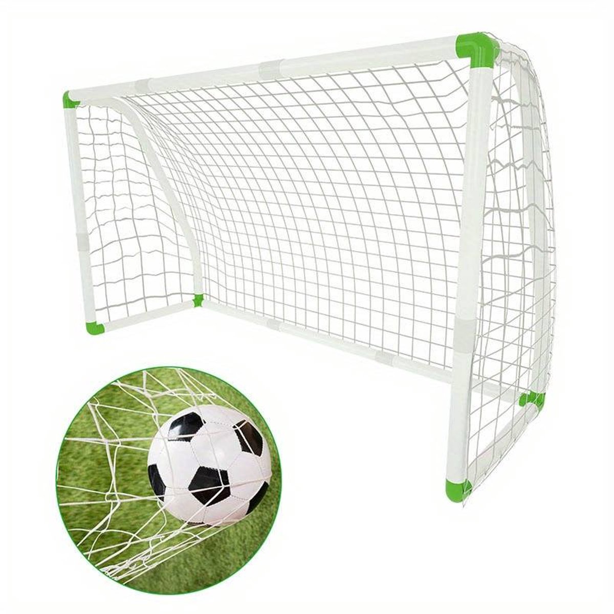 PVC Voetbaldoel voor Trainers – Inclusief Net – Tuin & Park Voetbalgoal – Geschikt voor Strand, Hal & Speelveld – 1.8×1.2 m / 2.45×1.55 m
