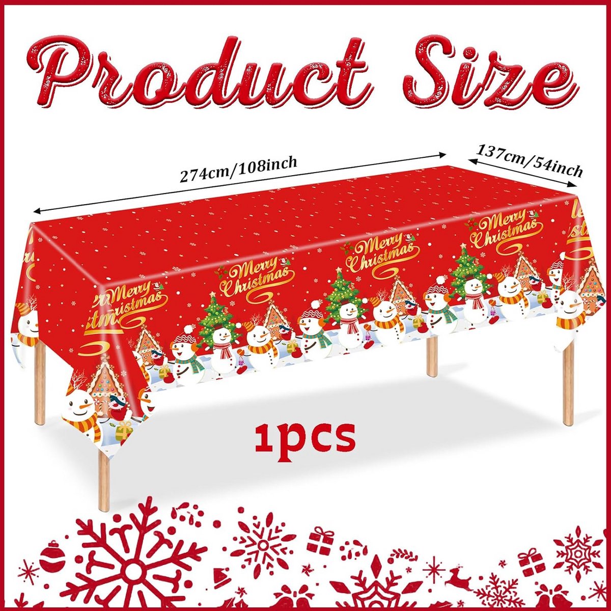 Rechthoekig Kersttafelkleed Katoenmix met Uniek Sneeuwpop Design