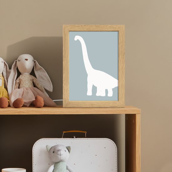 Nachtlampje 15x20 cm - Kinder lamp - Dino - Brachiosaurus - Dinosaurus - Blauw - Tafellamp kinderkamer - Slaapkamer lamp - Bedlamp kinderen - Kinderlampje stopcontact - Wandlamp babykamer - Nachtlampjes van Merkloos — afbeelding 3