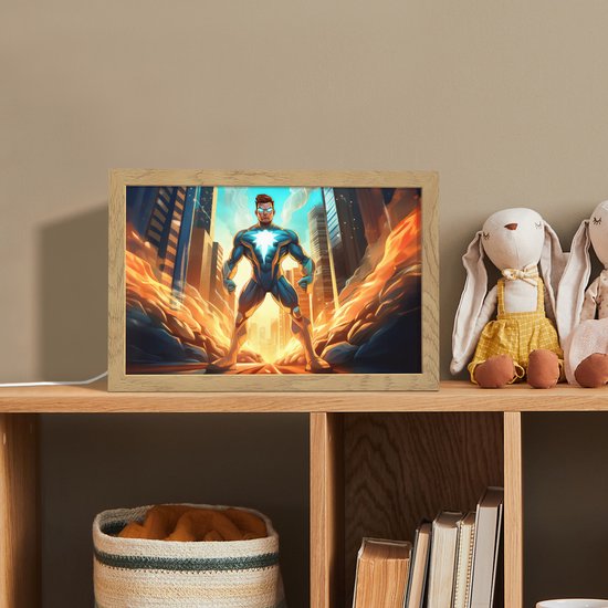 Nachtlampje 30x20 cm - Kinder lampje - Superhelden - Kinderen - Jongens - Tafellamp kinderkamer - Slaapkamer lamp - Bedlamp kinderen - Kinderlampje stopcontact - Wandlamp babykamer - Nachtlampjes van Merkloos — afbeelding 3