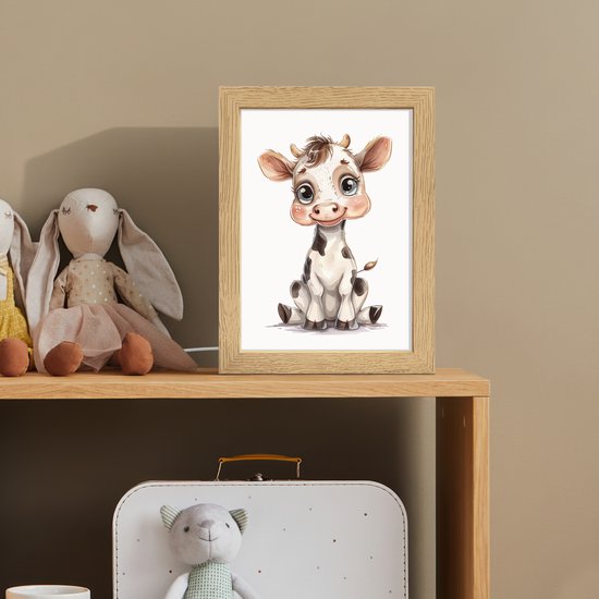 Nachtlampje 15x20 cm - Kinder lamp - Koe - Baby dier - Boerderij dieren - Tafellamp kinderkamer - Slaapkamer lamp - Bedlamp kinderen - Kinderlampje stopcontact - Wandlamp babykamer - Nachtlampjes van Merkloos — afbeelding 3