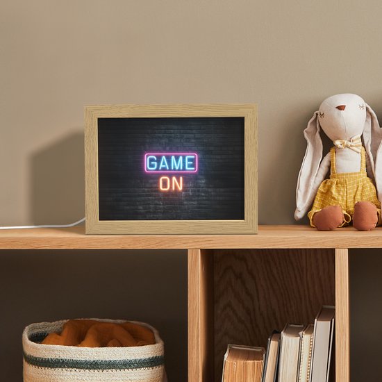 Nachtlampje 20x15 cm - Kinder lamp - Game on - Neon - Muur - Tafellamp kinderkamer - Slaapkamer lamp - Bedlamp kinderen - Kinderlampje stopcontact - Wandlamp babykamer - Nachtlampjes van Merkloos — afbeelding 3