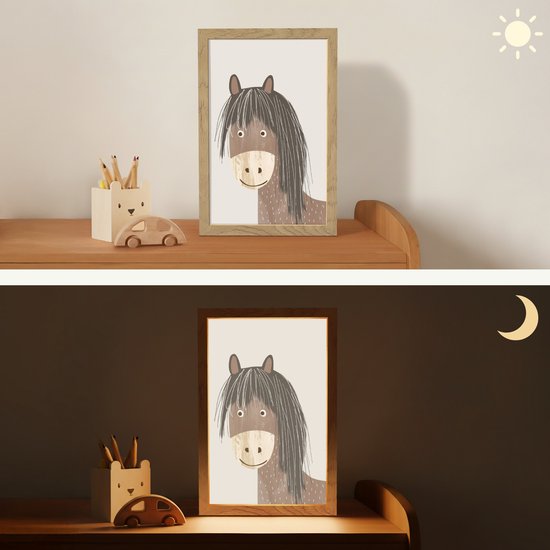 Nachtlampje 20x30 cm - Kinder lamp - Paard - Dier - Pastel kleuren - Paarden - Tafellamp kinderkamer - Slaapkamer lamp - Bedlamp kinderen - Kinderlampje stopcontact - Wandlamp babykamer - Nachtlampjes van Merkloos — afbeelding 4
