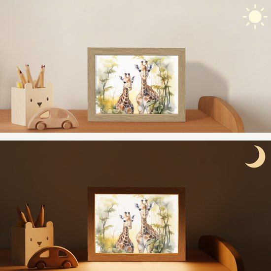 Nachtlampje 20x15 cm - Kinder lamp - Giraffe - Wilde dieren - Natuur - Kinderen - Tafellamp kinderkamer - Slaapkamer lamp - Bedlamp kinderen - Kinderlampje stopcontact - Wandlamp babykamer - Nachtlampjes van Merkloos — afbeelding 4