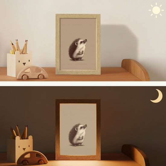 Nachtlampje 15x20 cm - Kinder lamp - Egel - Snuitje - Bruin - Stekels - Tafellamp kinderkamer - Slaapkamer lamp - Bedlamp kinderen - Kinderlampje stopcontact - Wandlamp babykamer - Nachtlampjes van Little Dreamzzz. — afbeelding 4