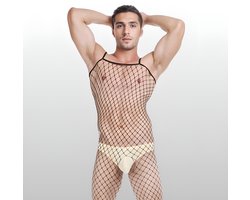 Heren Visnet Bodystocking - Open Kruis - Sexy Herenlingerie - One Size S-L (46-50) | LS140