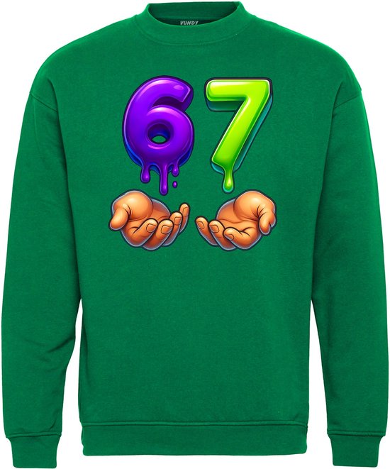 Pull de Noël Handjes Six Seven 67 | Pulls de Noël moches pour hommes et femmes | Pull de Noël | Vert | taille 3XL