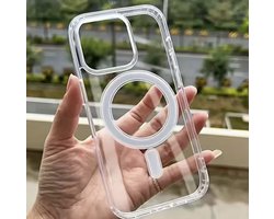 iPhone 15 Pro Transparant MagSafe Hoesje – Crystal Clear Shockproof Case – Ondersteunt Draadloos & MagSafe Opladen – Anti-Yellow Bescherming – Sterke Magnetische Grip – Slank Premium Design