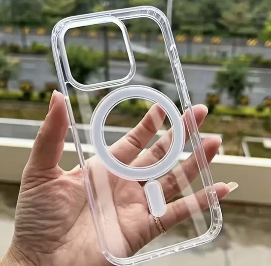 iPhone 15 Pro Transparant MagSafe Hoesje – Crystal Clear Shockproof Case – Ondersteunt Draadloos & MagSafe Opladen – Anti-Yellow Bescherming – Sterke Magnetische Grip – Slank Premium Design