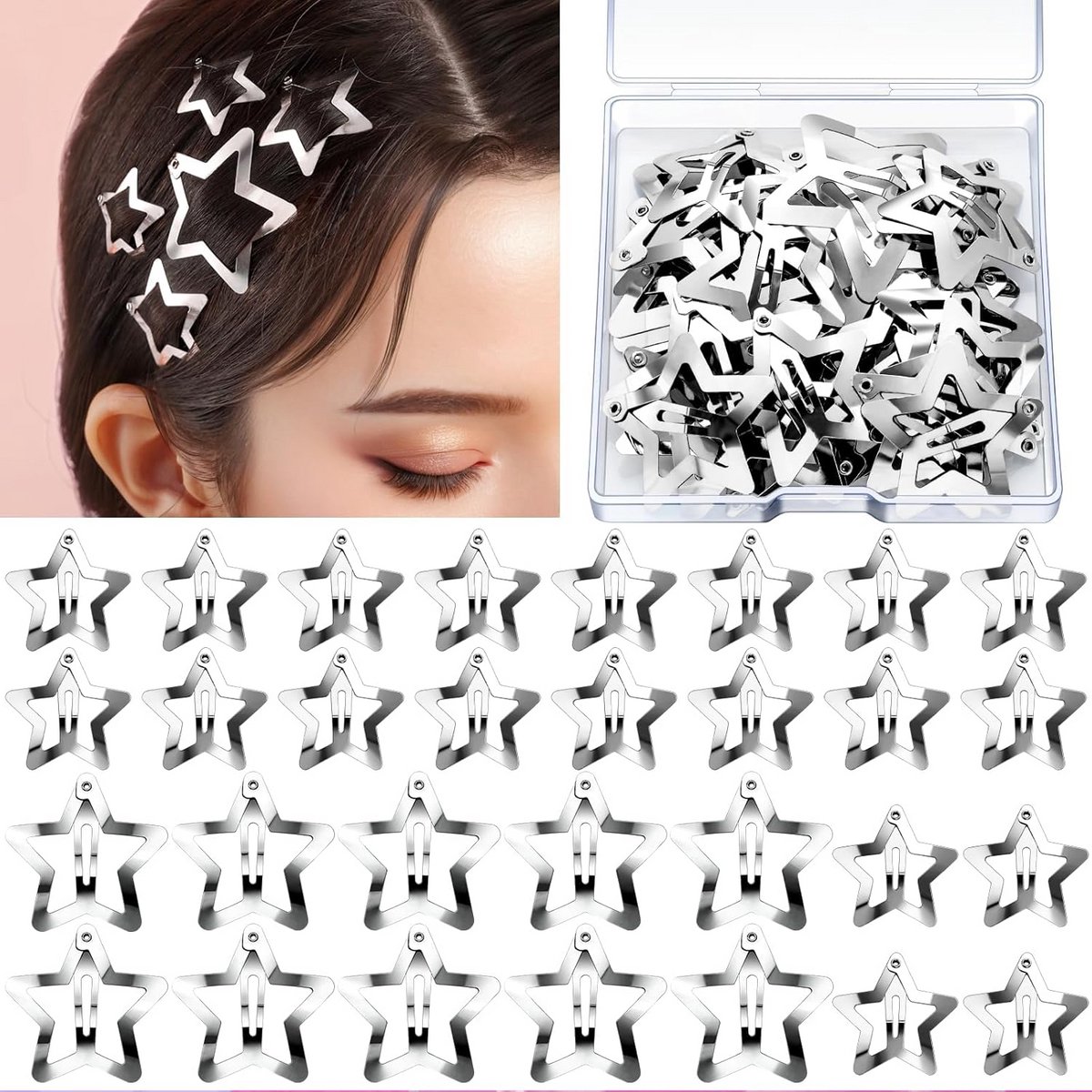 30 Stuks Metaal Haarclips Ster Vorm - Y2K Accessoires voor Feest en Casual Gebruik