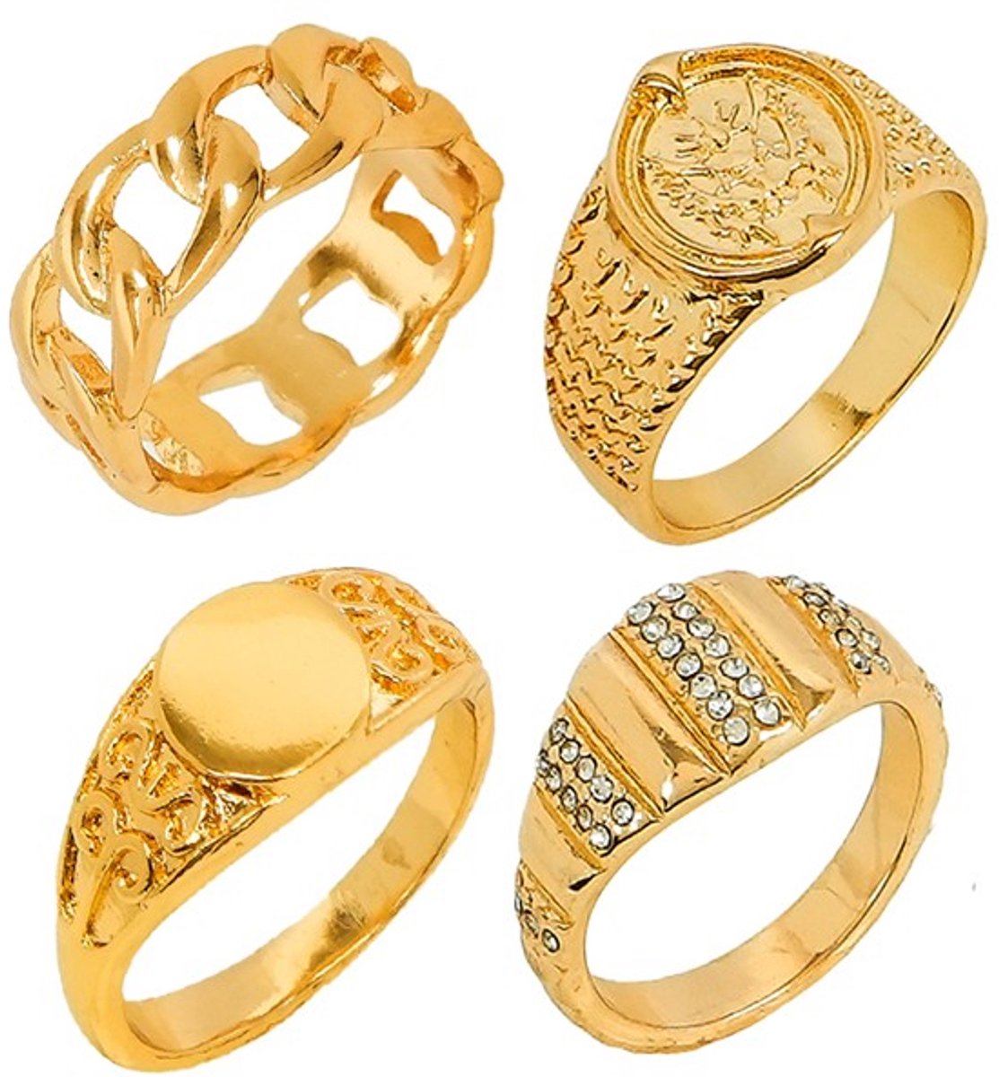Set Gouden Ringen - assortiment van 4 modellen