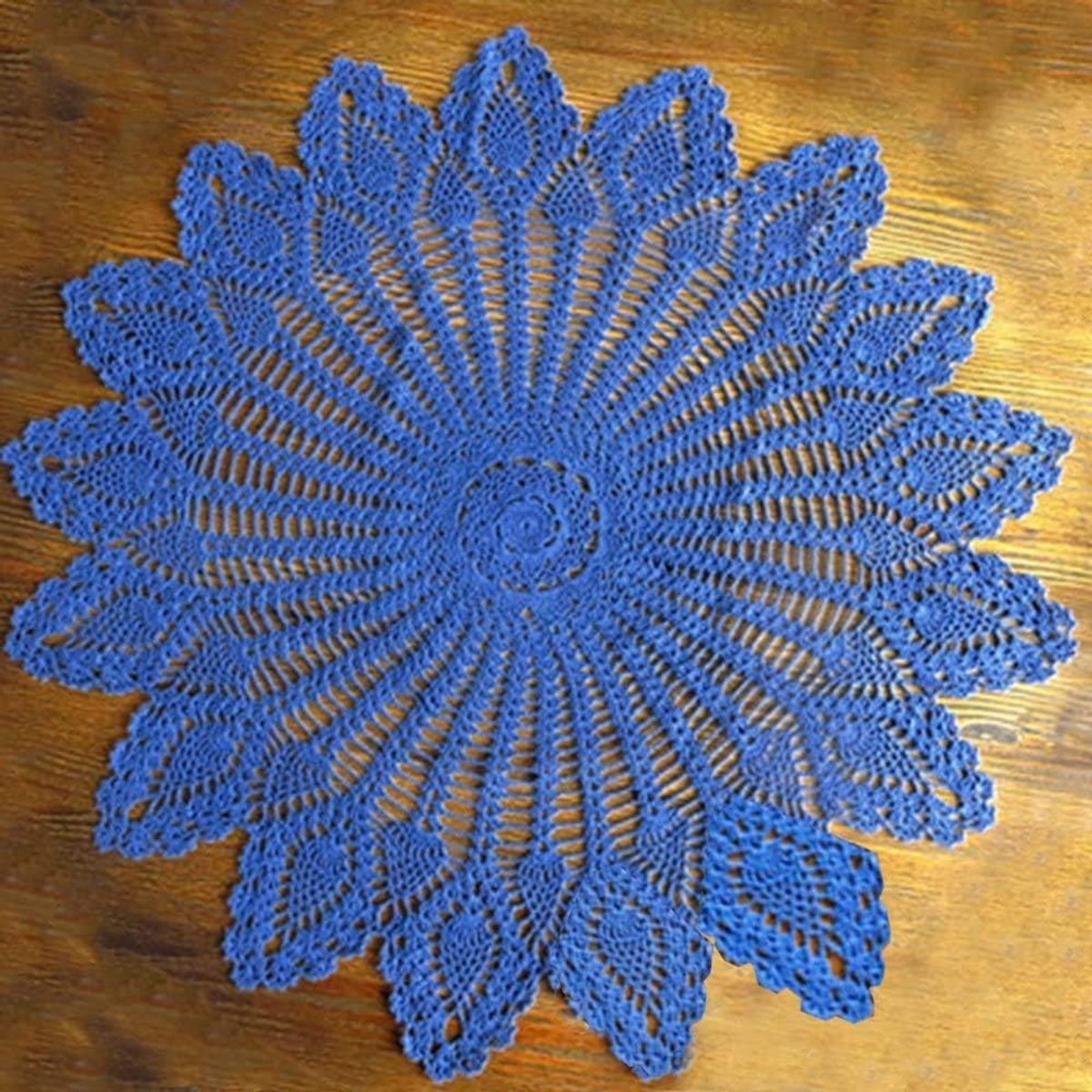 Candala Handgemaakte ronde placemats van katoen, 90 cm, blauw